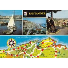 Santander Spanish Map Postcard