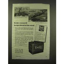 1944 Exide Battery Ad - Keeps Ahead of the Need