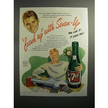 1946 7up Soda Ad - Fresh Up With Seven Up