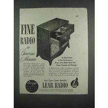 1947 Lear Chairside Radio Ad - Fine radio in generous measure