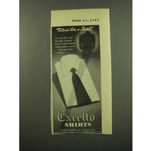 1949 Excello Shirts Ad - Tailored like a jacket