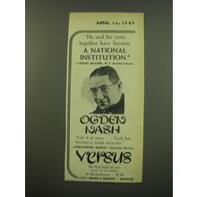 1949 Little, Brown & Company Book Advertisement - Versus by Ogden Nash
