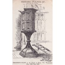 Cranmer's Pulpit Westminster London Historic Old Postcard