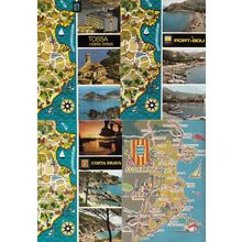 Calella De La Costa Dorada 2x Spanish Map Postcard s