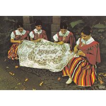 Madeira Embroidery Embroiders Funchal Spanish Crafts Postcard