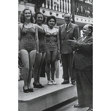 Laurel & Hardy At Butlins Skegness Beauty Queen Parade 1940s Photo Postcard