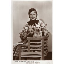 Genevieve Tobin Film Stars & Their Pets Rare Real Photo Postcard