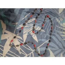womens glass bead and wire long necklace hangs 61cm
