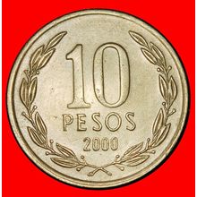Ⰶ WREATH (1990-2023): CHILE★10 PESOS 2000 II+B+a! O'HIGGINS★LOW START★NO RESERVE