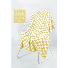 Yellow Cream Checkered Print Soft Large Bath Towel