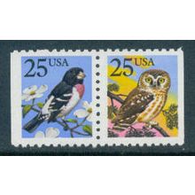 2284-2285 25c Grosbeak-Owl Fine MNH Blk/4 MA2096