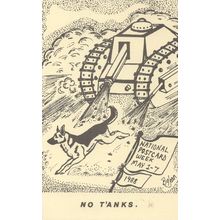 Alsation Dog Running From Military Tank American Advertising Postcard