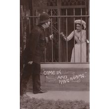 Prostitute Tempting London Policeman Into Brothel Old RPC Postcard