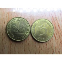 1991f 5 Pfennig Germany Coin