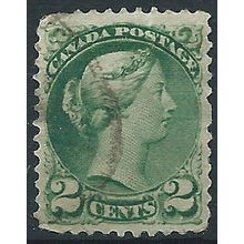 Canada 1872 SG77 2c Deep Green Fine Used....