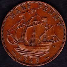 1949 Great Britain 1 Half Penny Coin