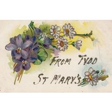 Greetings From TYDD ST MARY LINCOLNSHIRE REAL GLITTER Sparkle Antique Postcard