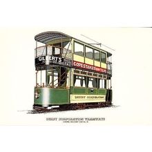 Derby Corporation Transport Antique Bus Transport Tram Old View Postcard