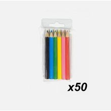 50 Packs x 6 Half 1/2 Length Colour / Coloured Pencils Round Grip Art Colouring