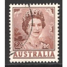 AUSTRALIA 1959/62: QUEEN ELIZABETH II DEFINITIVES - 2d BROWN USED (G7)