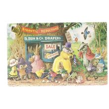 B. BUN & CO, DRAPERS, 'SALE' by Racey Helps used postcard 1986 Medici Soc. =