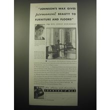 1933 Johnson's Wax Advertisement - Mrs. Ernest Hemingway