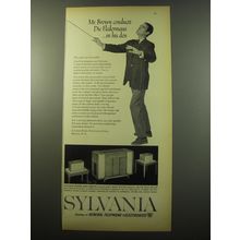 1960 Sylvania Concert Baton Model 55C16W Stereo Ad - Mr. Brown conducts