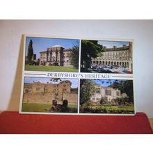 multiview, DERBYSHIRE'S HERITAGE . used postcard 1993 pm =