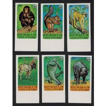 Ivory Coast WWF Endangered Animals 6v imperf margins 1979 MNH SG#613-618