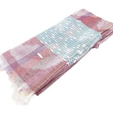 Ladies Scarf Leaf Design on a Pink Background with Diamante Detail & Fringing