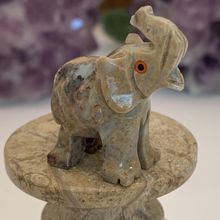 Steatite Elephant Soapstone Figurine MINI Carved Crystal Animal Stone Lucky Pet