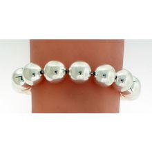 Beads Bracelet 12mm Ball 8 Inches Long New Italy Real 925 Sterling Silver