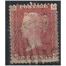 1858 SG43 1d Red Plate 104 Fine Used Check Letters "MB".