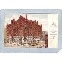MN Minneapolis Postcard West Hotel Street Scene Intersection w/Trolley Car~248