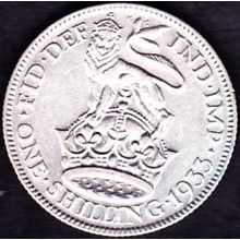 1933 Great Britain 1 Shilling Silver Coin