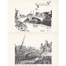 Stone Bridge River Cambs Wisbech 2x Painting Postcard s