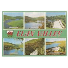 multiview, ELAN VALLEY, WALES, POWYS used vintage postcard 1986 postmark DRG #