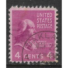 USA 1938 PRESIDENTIAL SERIES 4c MAGENTA JAMES MADISON SG 804 FINE USED#