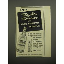 1956 Jose Cuervo Tequila Ad - Try a Tequila Sunrise with Jose Cuervo Tequila