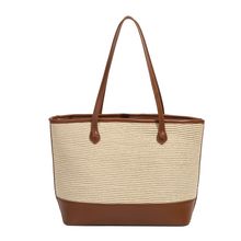 Ladies' Fashion Beach Straw Woven Bag Simple Shoulder Bag Brown