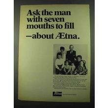 1969 Aetna Insurance Ad - Seven Mouths To Fill