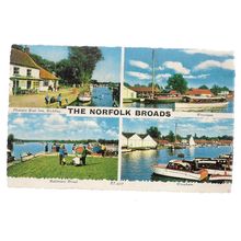 THE NORFOLK BROADS multiview used vintage postcard 1967 postmark by Valentine =