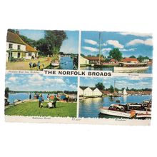 THE NORFOLK BROADS multiview used vintage postcard 1967 postmark by Valentine /