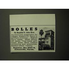 1949 Bolles School Ad - Bolles on beautiful St. Johns River