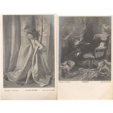 Jan Van Beers Reverie Playful Kittens 2x Antique Painting Postcard s
