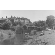 Fishing & Rowing at Clements Bridge Pulborough Sussex Postcard