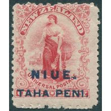 Niue 1902 1d carmine Perf 11x14 SG5 unused