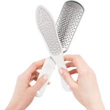 White Double Sided Callus Remover for Feet. Stainless Steel Foot File. Profes...