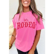 Rose Red Lets Rodeo Crew Neck Graphic Tee
