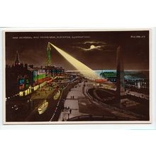 War Memorial & Promenade Blackpool Illuminations RP Postcard 202086